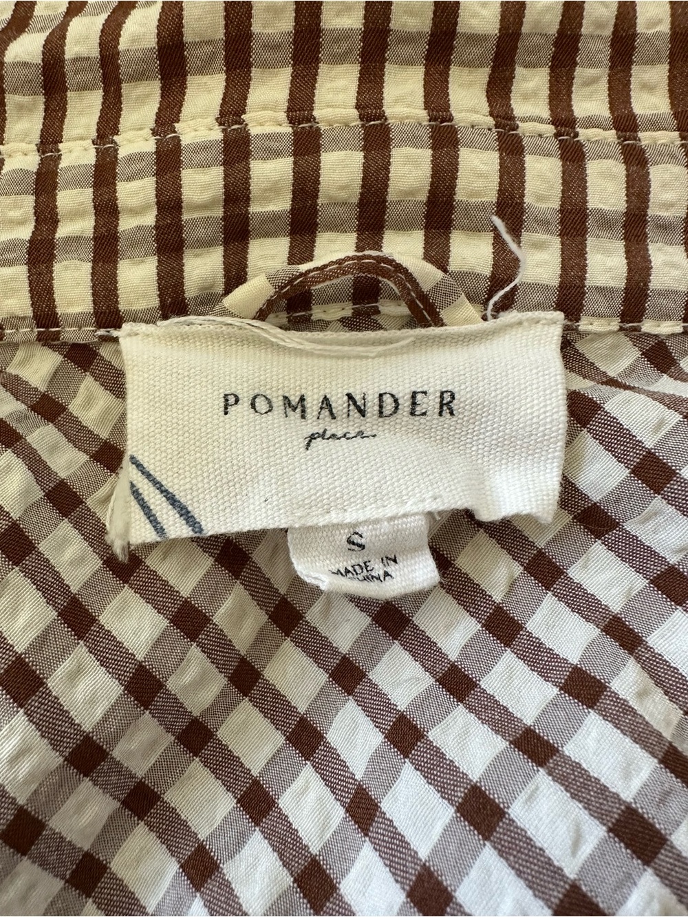 Tuckernuck Pomander Place Brown and Cream Gingham Seersucker Maxi Shirt Dress S - Picture 7 of 12